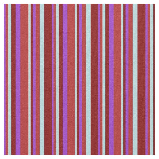 Dark Orchid, Red, Powder Blue und Maroon Lines Stoff (Nahaufnahme)