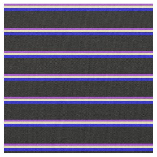 Dark Orchid, Tan, Blue & Black Lines Stoff (Nahaufnahme)