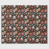 Dark Ornament Wrapping Paper with Silver, Gold Red Geschenkpapier (Flach)