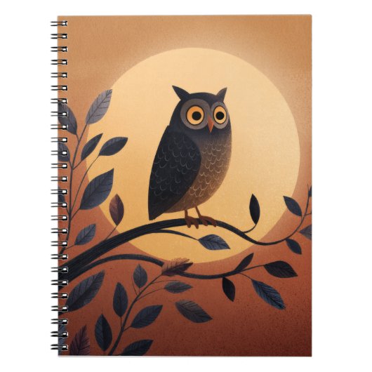 Dark Owl Golden Twilight Notebook Notizblock (Vorderseite)