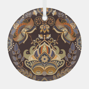 Dark Paisley: Floral Indian Seamless. Ornament Aus Glas