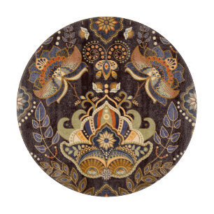 Dark Paisley: Floral Indian Seamless. Schneidebrett