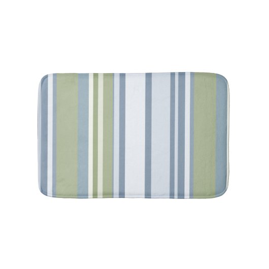 Dark Pastel Blue and Spring Rain Stripes Badematte (Vorderseite)