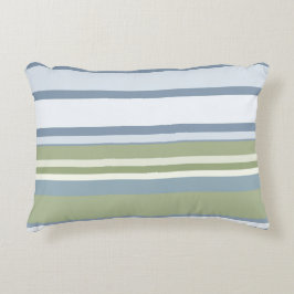 Dark Pastel Blue and Spring Rain Stripes Dekokissen