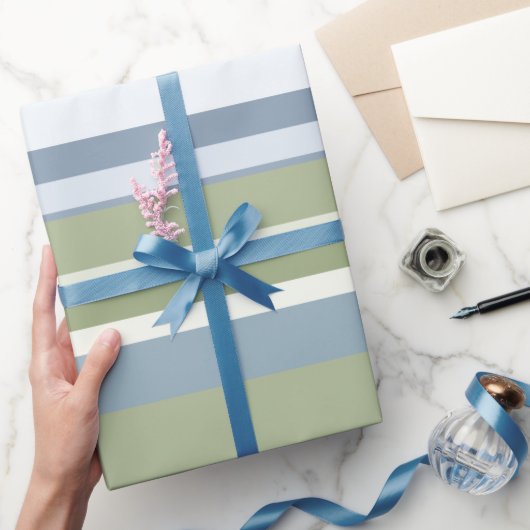 Dark Pastel Blue and Spring Rain Stripes Geschenkpapier (Schenken)