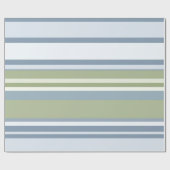 Dark Pastel Blue and Spring Rain Stripes Geschenkpapier (Flach)