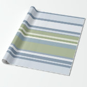 Dark Pastel Blue and Spring Rain Stripes Geschenkpapier (Ungerollt)