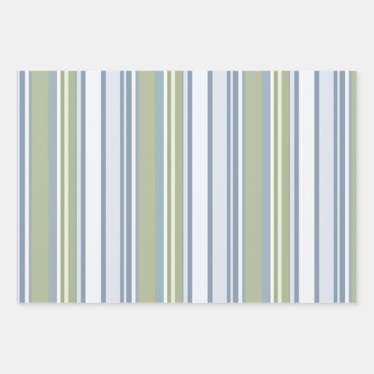 Dark Pastel Blue and Spring Rain Stripes Geschenkpapier Set (Vorderseite 3)
