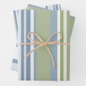 Dark Pastel Blue and Spring Rain Stripes Geschenkpapier Set (Beispiel)