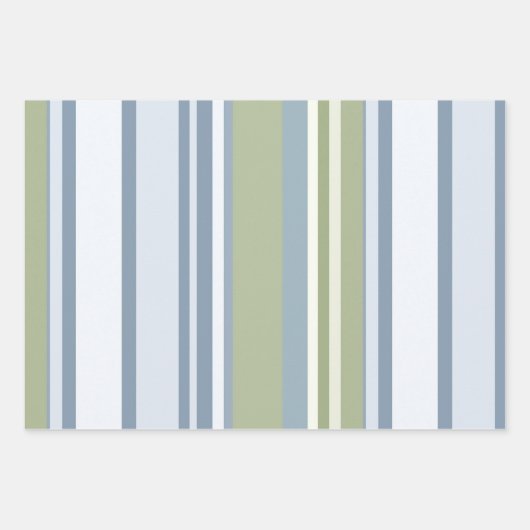 Dark Pastel Blue and Spring Rain Stripes Geschenkpapier Set (Vorderseite)