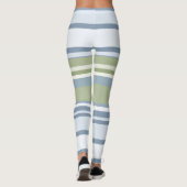Dark Pastel Blue and Spring Rain Stripes Leggings (Rückseite)