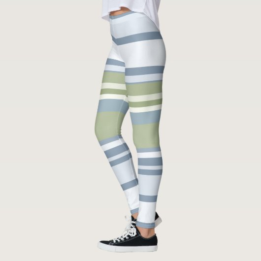 Dark Pastel Blue and Spring Rain Stripes Leggings (Links)