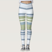 Dark Pastel Blue and Spring Rain Stripes Leggings (Vorderseite)