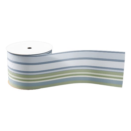 Dark Pastel Blue and Spring Rain Stripes Ripsband (Spule)