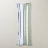 Dark Pastel Blue and Spring Rain Stripes Seitenschläferkissen (Rückseite (Vertikal))
