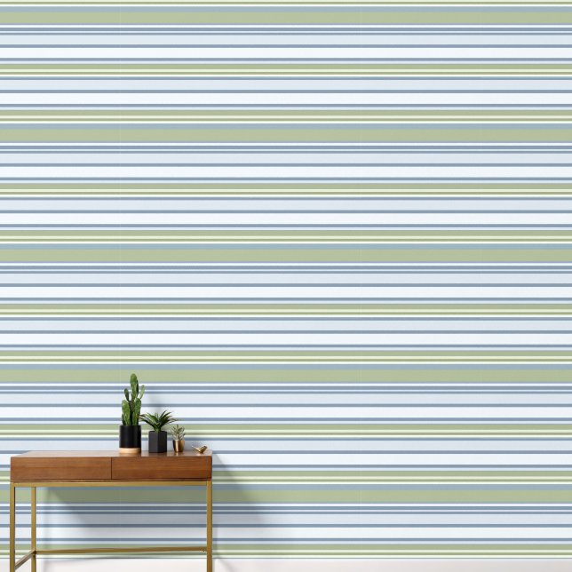 Dark Pastel Blue and Spring Rain Stripes Tapete (Hausflur)