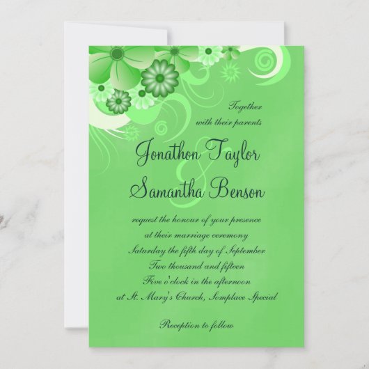 Dark Pastel Green Floral 12x18 Wedding Einladung (Vorderseite)