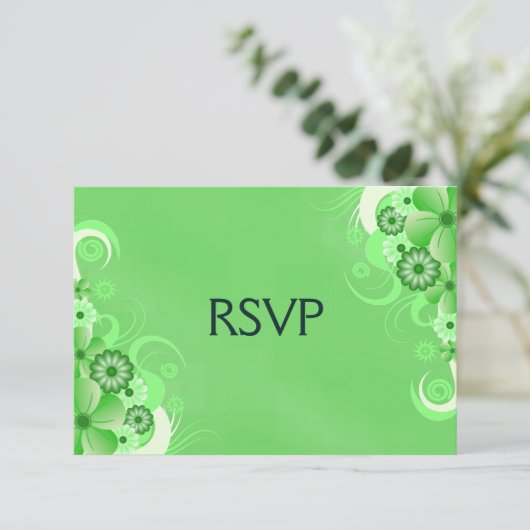 Dark Pastel Green Floral UAWG Response Cards RSVP Karte (Stehend Vorderseite)