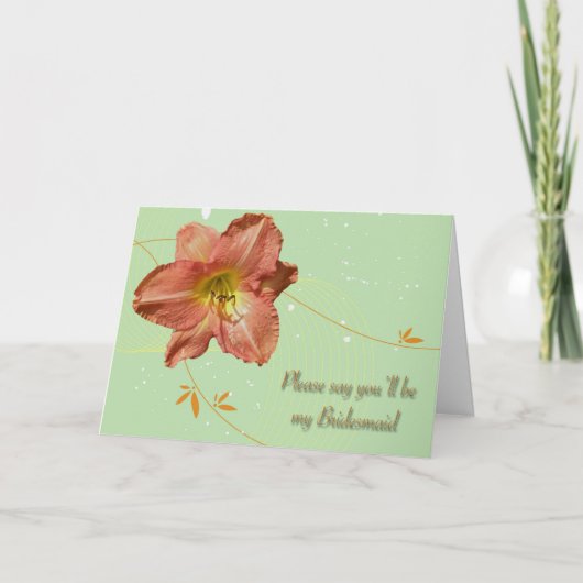 Dark Peach Lily Bridesmaid Request Card Einladung (Vorderseite)