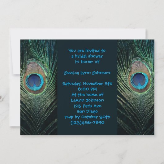 Dark Peacock Brautparty Einladung (Vorderseite)