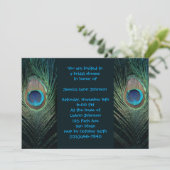 Dark Peacock Brautparty Einladung (Stehend Vorderseite)