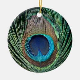 Dark Peacock Feather Keramikornament