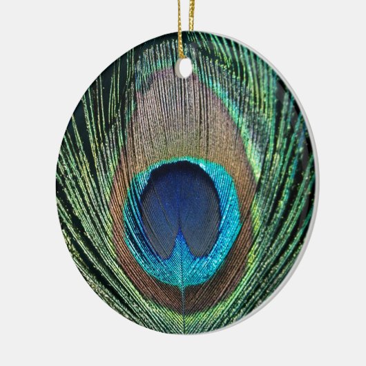 Dark Peacock Feather Keramikornament (Links)