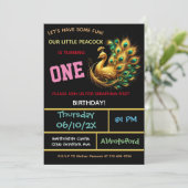 Dark Peacock Geburtstagsfeier - 1 Jahr! Einladung (Stehend Vorderseite)