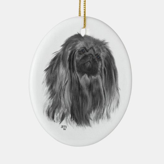 Dark Pekingese Keramikornament (Rechts)
