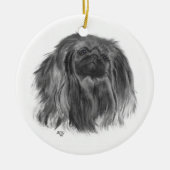 Dark Pekingese Keramikornament (Vorne)