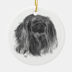 Dark Pekingese Keramikornament