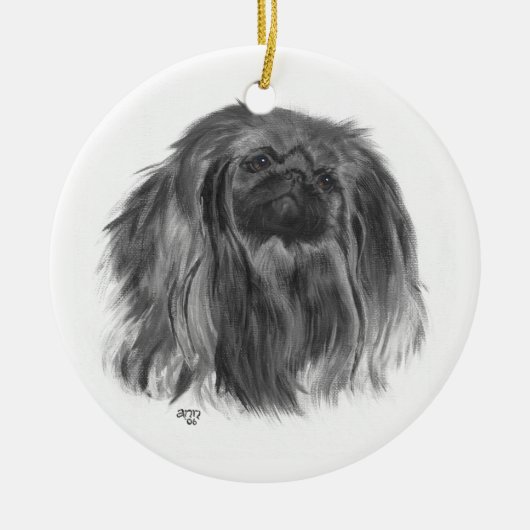 Dark Pekingese Keramikornament (Vorne)