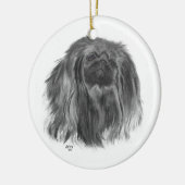 Dark Pekingese Keramikornament (Links)