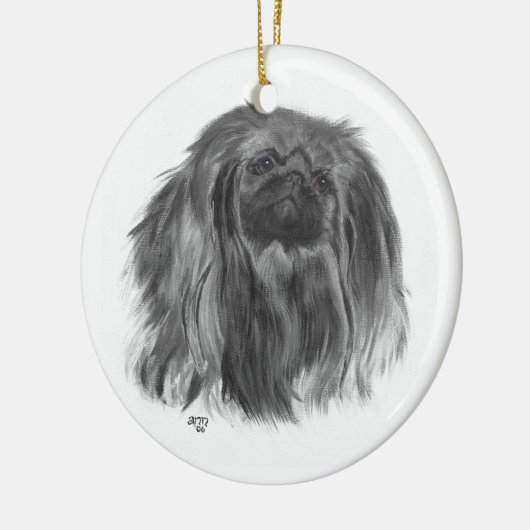 Dark Pekingese Keramikornament (Links)