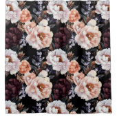 Dark Peonies Floral Pattern Duschvorhang (Vorderseite)
