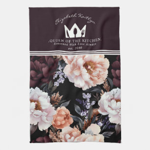 Dark Peonies Floral Pattern   Königin der Küche Geschirrtuch