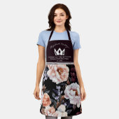 Dark Peonies Floral Pattern | Königin der Küche Schürze (Getragen)