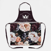 Dark Peonies Floral Pattern | Königin der Küche Schürze (Vorderseite)