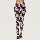 Dark Peonies Floral Pattern Leggings (Rückseite)