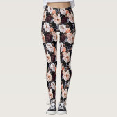 Dark Peonies Floral Pattern Leggings (Vorderseite)