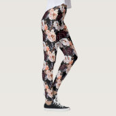 Dark Peonies Floral Pattern Leggings (Rechts)
