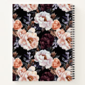 Dark Peonies Floral Pattern | Monogramm Notizblock (Rückseite)
