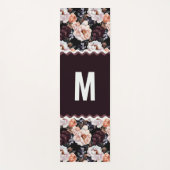 Dark Peonies Floral Pattern | Monogramm Yogamatte (Vorderseite)