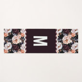 Dark Peonies Floral Pattern | Monogramm Yogamatte (Vorderseite (Horizontal))