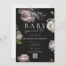 Dark Peony Floral Photo Baby Sprinkle Einladung
