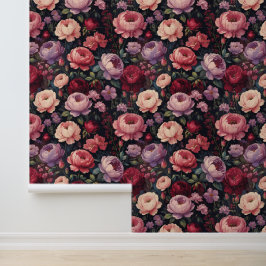 Dark Peony Rose Vintag Bläschen und Klee Tapete