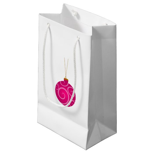 Dark Pink Christmas Bauble Kleine Geschenktasche Geschenktüte (Vorderseite Schrägansicht)