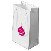 Dark Pink Christmas Bauble Kleine Geschenktasche Geschenktüte (Rückseite Schrägansicht)