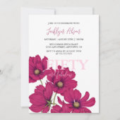 Dark Pink Cosmos floral Fabulous Geburtstag Einladung (Vorderseite)