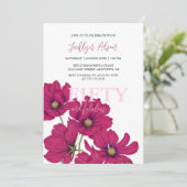 Dark Pink Cosmos floral Fabulous Geburtstag Einladung (Stehend Vorderseite)